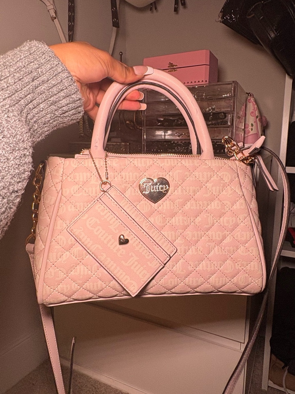 Juicy Couture Blush Quilted Satchel with Heart Logo